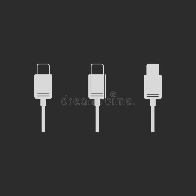 För USB för vektor plan symbol kabel stock illustrationer För USB för vektor plan symbol kabel stock illustrationer