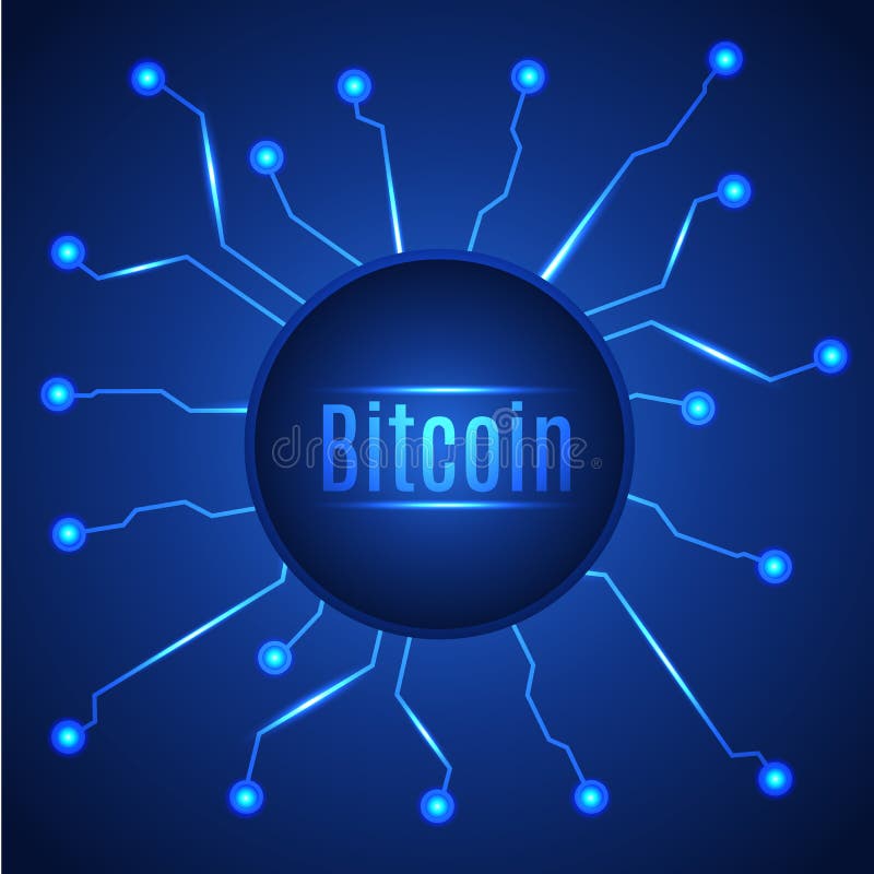 För valutacirkel för blå bitcoin digitalt baner