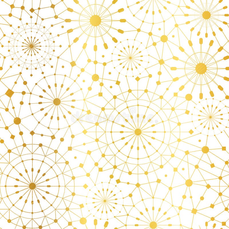 För vitabstrakt begrepp för vektor bakgrund för modell för guld- cirklar för nätverk metalliska sömlös Utmärkt för elegant guld- royaltyfri illustrationer