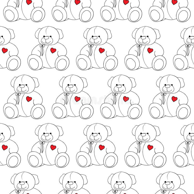 För älskvärd monokrom sömlös modell Teddy Bear för tecknad film leksak vektor illustrationer För älskvärd monokrom sömlös modell Teddy Bear för tecknad film leksak vektor illustrationer