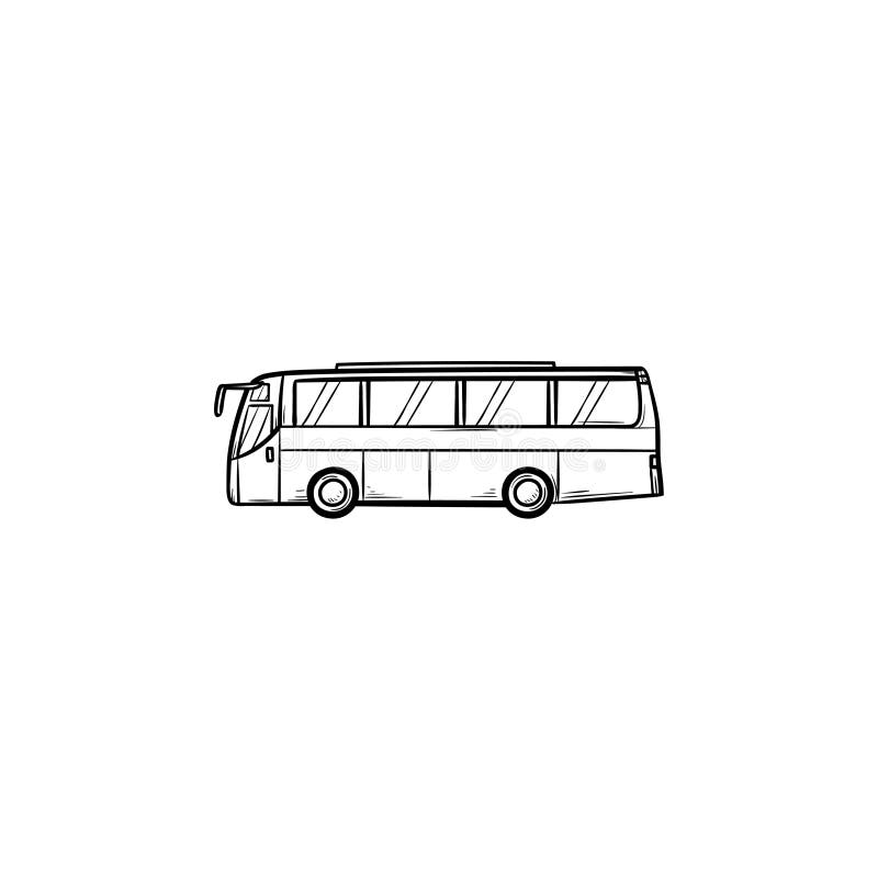 För översiktsklotter för buss hand dragen symbol stock illustrationer För översiktsklotter för buss hand dragen symbol stock illustrationer