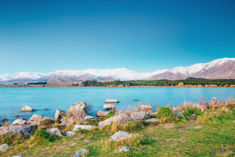 Förbluffa landskap som beskådas från den Tekapo observatoriet arkivbilder Förbluffa landskap som beskådas från den Tekapo observatoriet arkivbilder