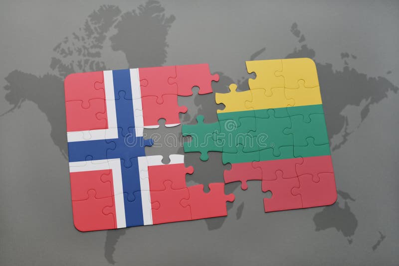 förbrylla med nationsflaggan av Norge och Litauen på en världskartabakgrund stock illustrationer förbrylla med nationsflaggan av Norge och Litauen på en världskartabakgrund stock illustrationer