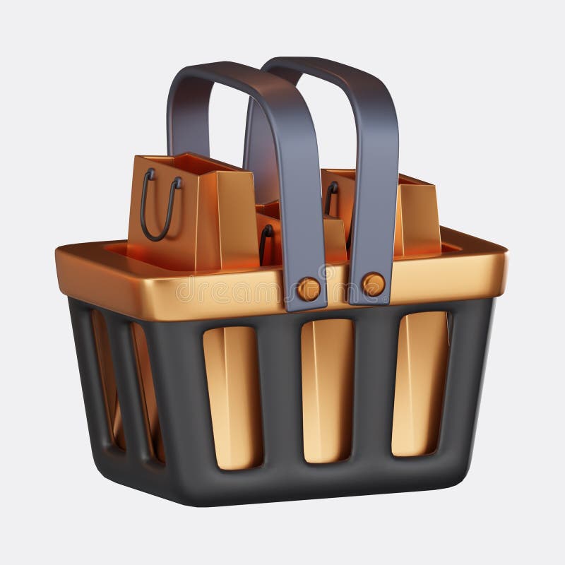 Förbättra dina onlineerbjudanden med shoppingväskor, ikon 3d-rendering stock illustrationer