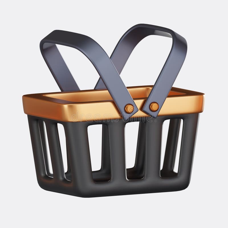 Förbättra dina onlineerbjudanden med vår fängslande, tomma varukorgsikon 3d-rendering vektor illustrationer