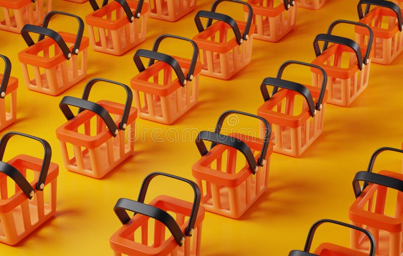 Förbättra dina onlineerbjudanden med vår fängslande, tomma varukorgsikon 3d-rendering stock illustrationer