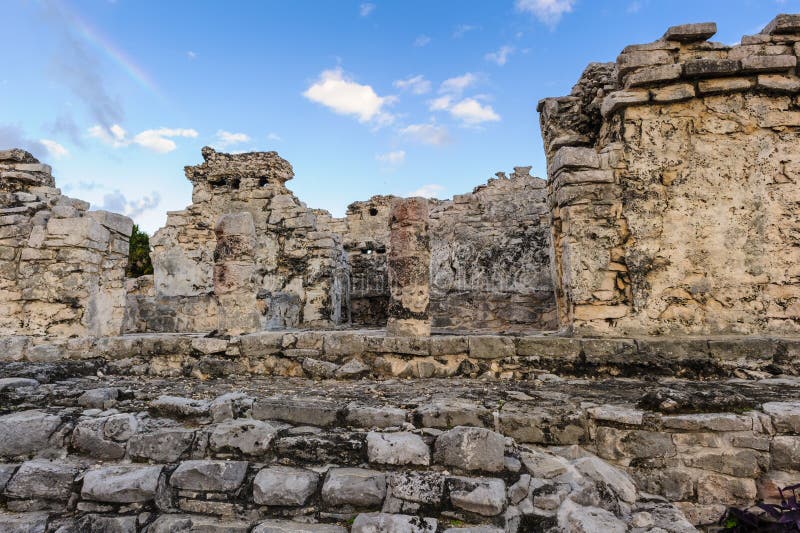 Fördärvar av Tulum arkivbild