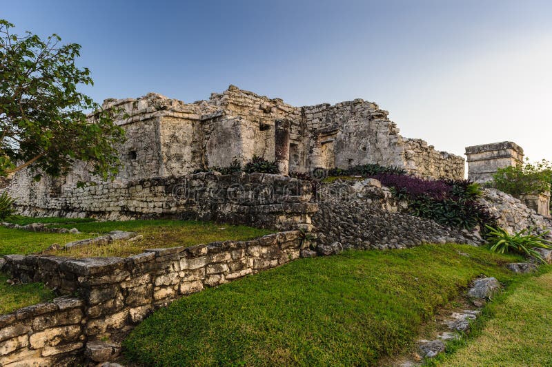 Fördärvar av Tulum arkivfoto