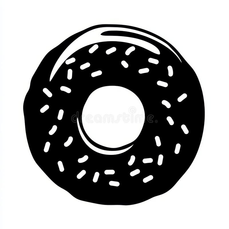 Föremål är en minsta silhuett av en svart donut från vilken ett enda bett har tagits royaltyfri illustrationer