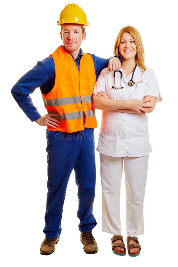 Företagsdoktor och byggnadsarbetare arkivbild Företagsdoktor och byggnadsarbetare arkivbild