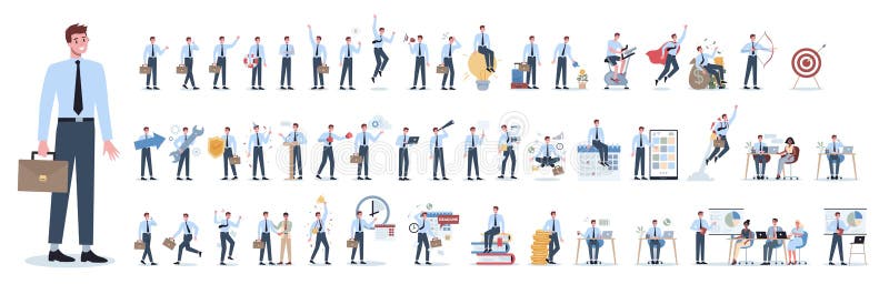 Företagskaraktär. resp. mötesdata och hjälte. vektor illustrationer