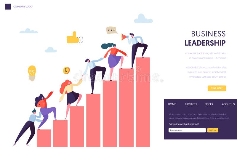 Företagsledare Help Team Reaching Up Website Folk som upp klättrar grafen Karriärstege med tecken Teamwork stock illustrationer