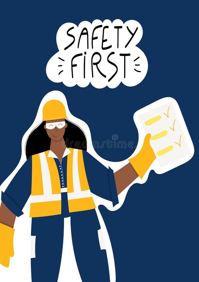 Första handskriven fras av kvinnliga industriarbetare stock illustrationer
