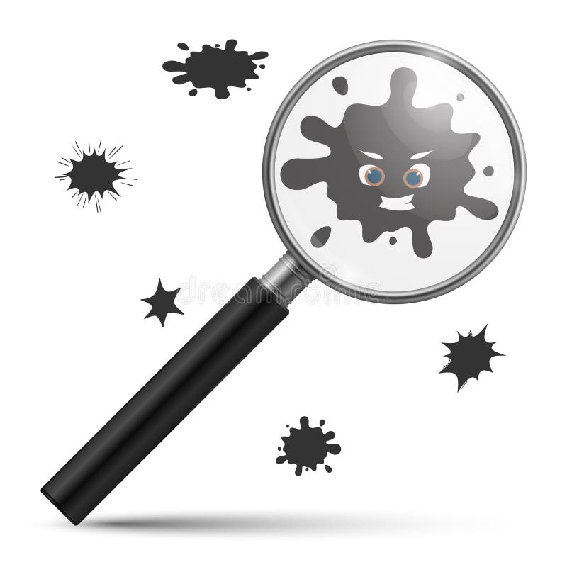 Förstorande bakterier Mikroorganismer för föroreningsinfektionbakterie eller datavirus och realistisk exponeringsglasförstoringsa vektor illustrationer Förstorande bakterier Mikroorganismer för föroreningsinfektionbakterie eller datavirus och realistisk exponeringsglasförstoringsa vektor illustrationer