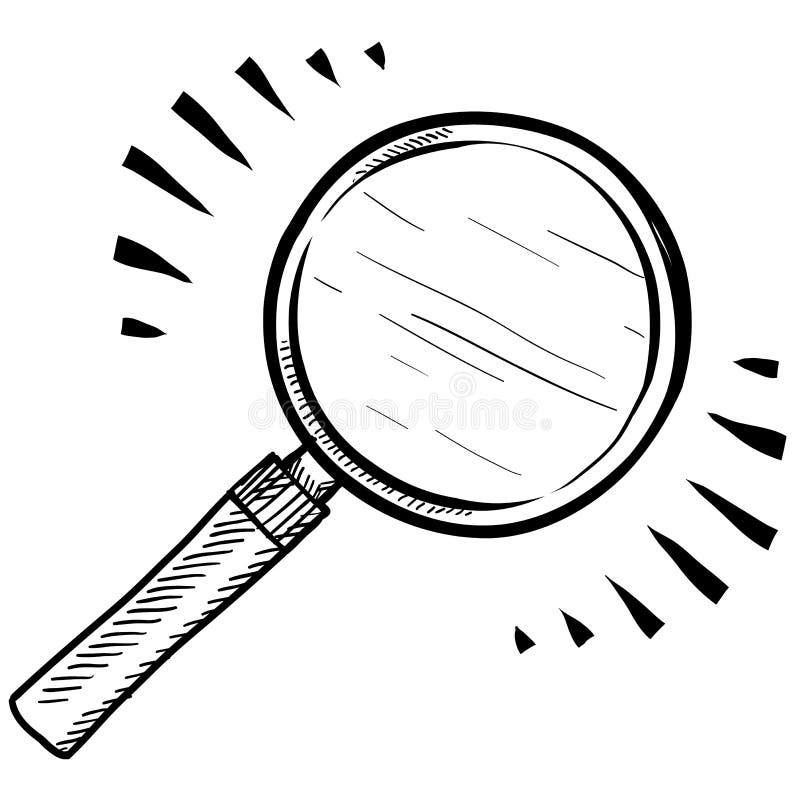 Förstoringsglaset skissar vektor illustrationer