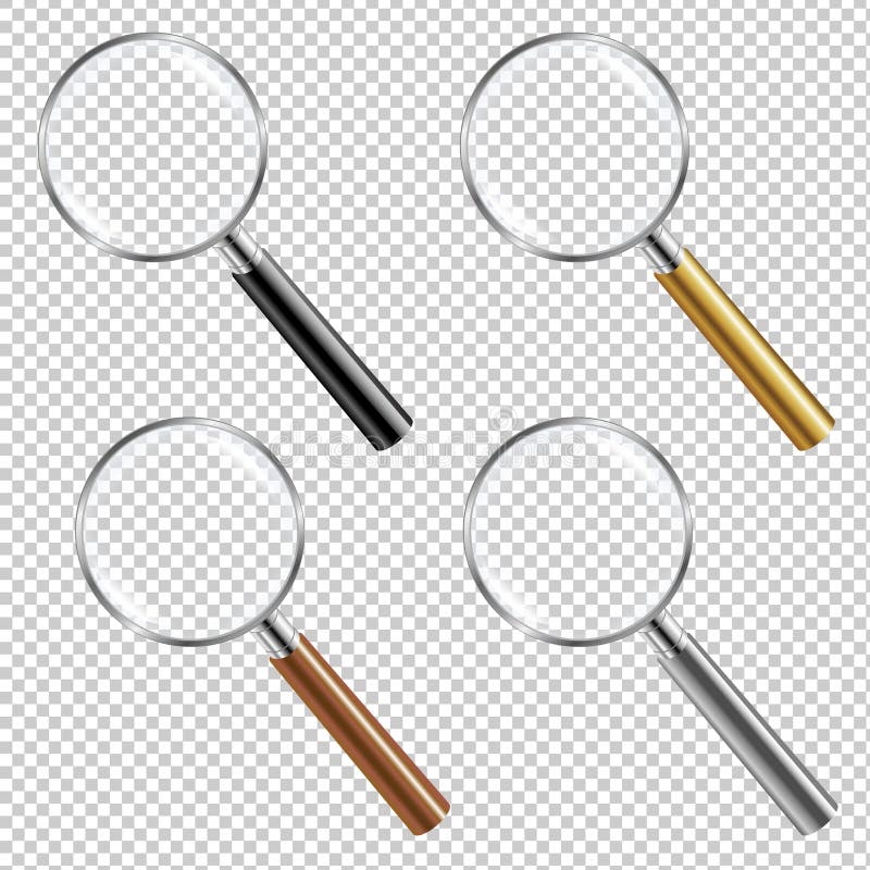 Förstoringsglasuppsättning stock illustrationer