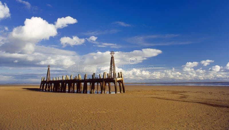 Förstörd landningetapp, Lytham st Annes royaltyfria foton Förstörd landningetapp, Lytham st Annes royaltyfria foton