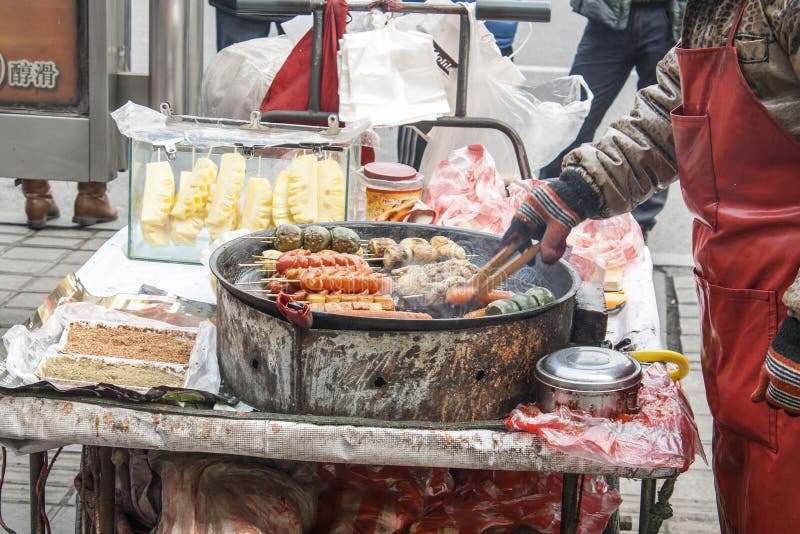 Försäljare av gatamat i Shenyang Kina