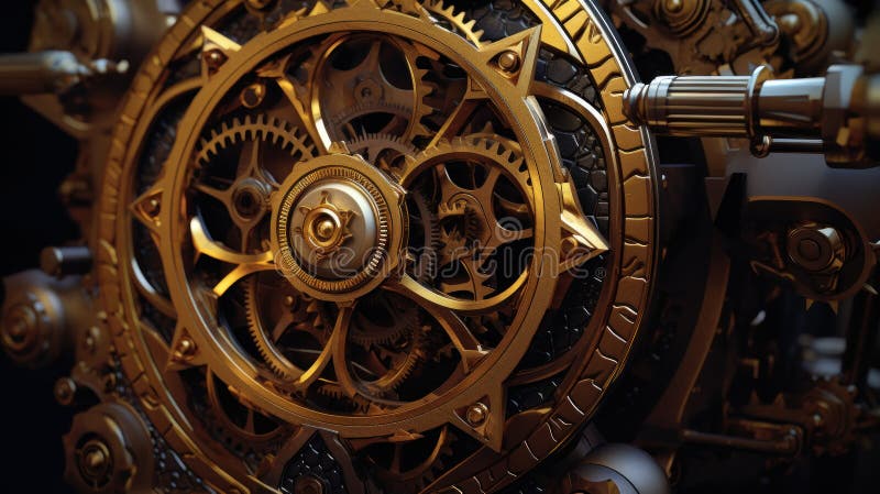 Försörjningsmaskinen : utforska den intrikata steampunk-sfären stock illustrationer
