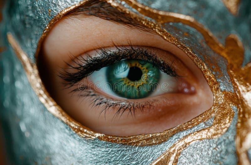 Förtjusande emerald eye med gyllene accenter royaltyfri illustrationer