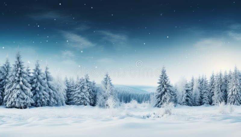 Förtjusande vintern, stora panoramabilder med gnistrande grenar och snöfall vektor illustrationer