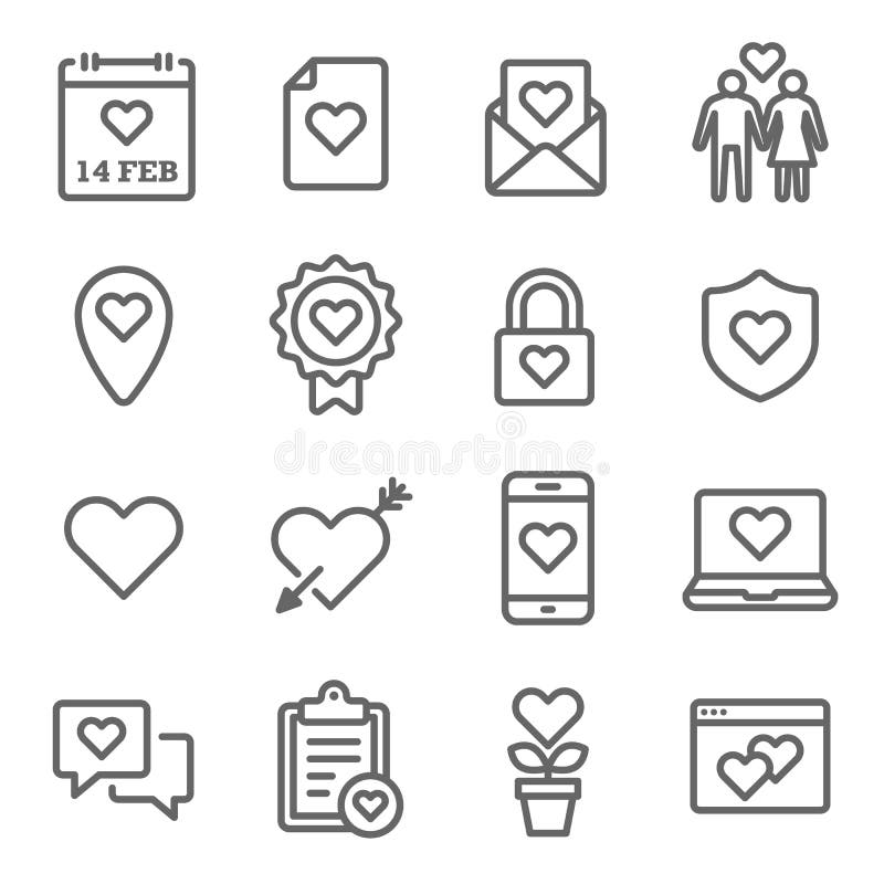 Förälskelse Valentine Vector Line Icon Set Innehåller sådana symboler som förälskelsebokstaven, paret, kalender och mer Utvidgad stock illustrationer Förälskelse Valentine Vector Line Icon Set Innehåller sådana symboler som förälskelsebokstaven, paret, kalender och mer Utvidgad stock illustrationer