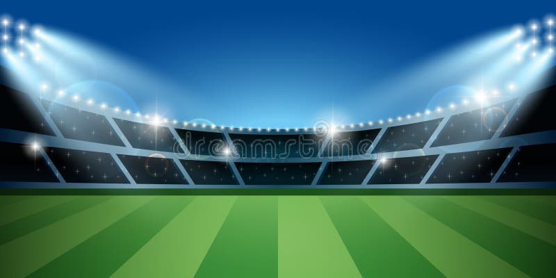 Fútbol o estadio de fútbol con el proyector Arena del fútbol ilustración del vector Fútbol o estadio de fútbol con el proyector Arena del fútbol ilustración del vector