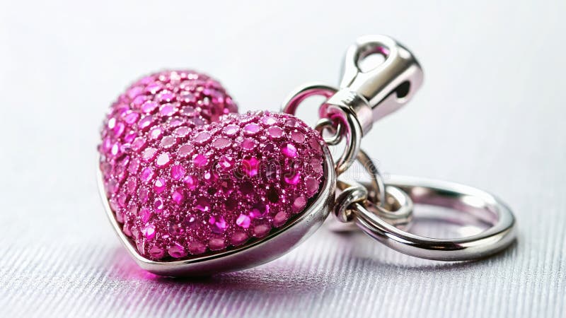 Fügen Sie Ihrem stilvollen exquisiten rosafarbenen Heart Bag Charm mit zarter Silber Clasp einen Hauch von Sparkle hinzu vektor abbildung