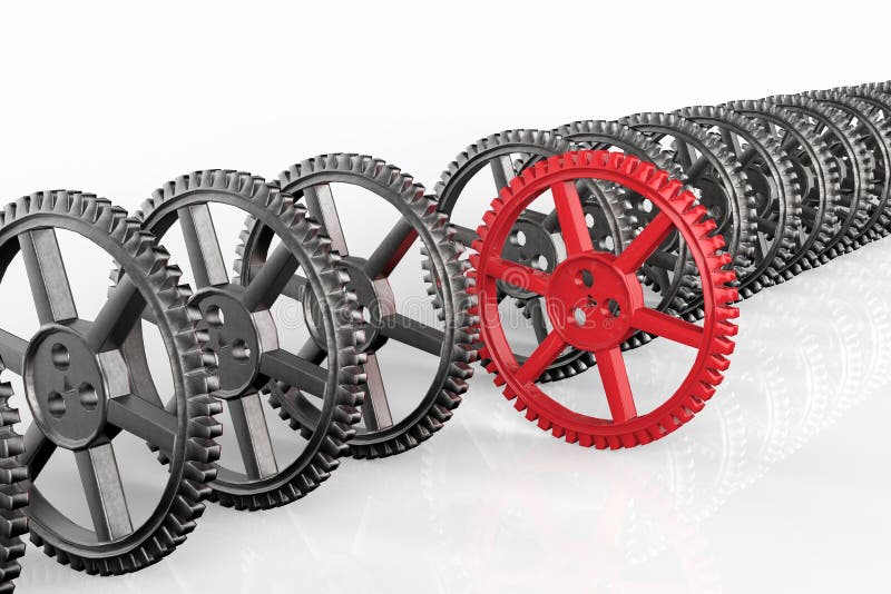 Führungskonzept mit roten Gang- und Metallgängen stockfotografie Führungskonzept mit roten Gang- und Metallgängen stockfotografie
