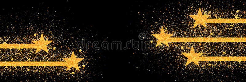 Fünf-Sternelinie Goldfunkelnwettbewerbs-Mittefahne vektor abbildung Fünf-Sternelinie Goldfunkelnwettbewerbs-Mittefahne vektor abbildung