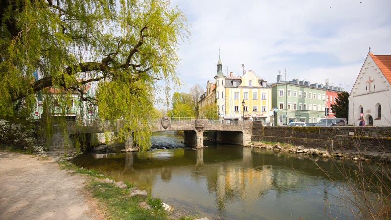 Fürstenfeldbruck, Bavaria, Germany - April 23, 2022: Amperbrücke in the town center royalty free stock photography Fürstenfeldbruck, Bavaria, Germany - April 23, 2022: Amperbrücke in the town center royalty free stock photography