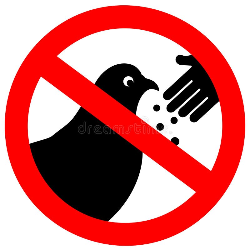 Füttern Sie bitte das Vogelvektorzeichen nicht. Füttern Sie bitte das Vogelvektorzeichen auf weißem Grund nicht