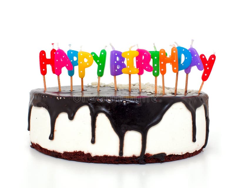 Gateau Avec Des Bougies De Joyeux Anniversaire Photo Stock Image Du Lumineux Amusement