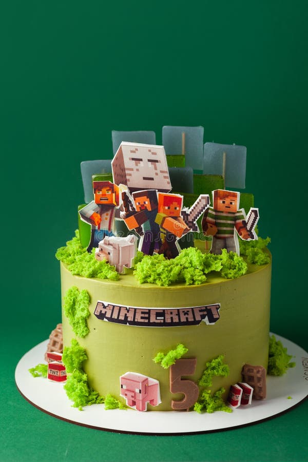 Gâteau Minecraft - damier bloc d'herbe
