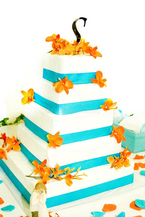 Gateau De Mariage Bleu Et Blanc Image Stock Image Du Gateau Nourriture
