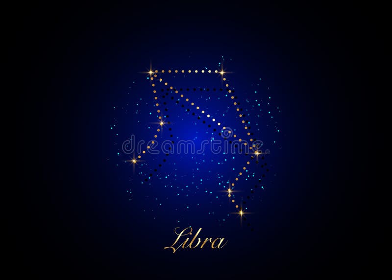 Libra Zodiac Constellations Sign on Beautiful Starry Sky with Galaxy ...