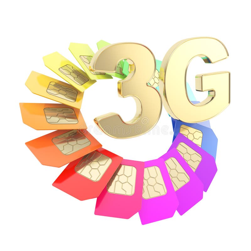 3G circuit microchip SIM card emblem isolated stock illustration