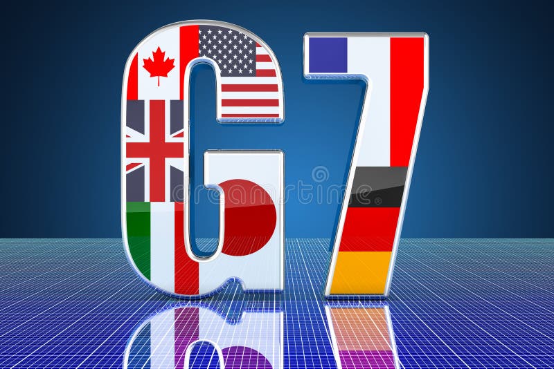 G7 concept 3d rendering royalty-vrije illustratie
