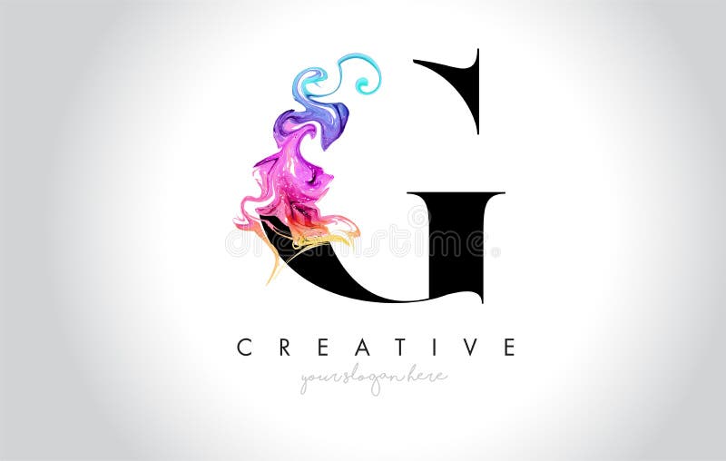 G design dinamic pentru emblema creativă a leterului, cu un flo colorat pentru cerneală de fum royalty free illustration
