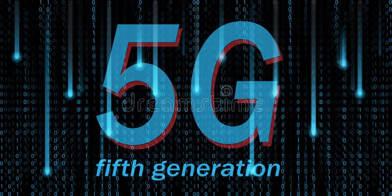 5 g di numeri di flusso di codice binario per reti mobili grandi dati illustrazione vettoriale
