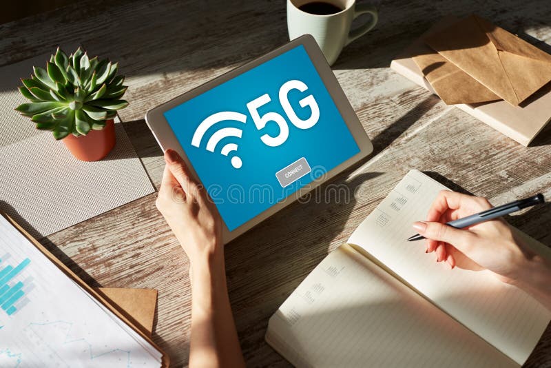 5g Fast mobile internet connection, Ne generation communication and modern technology concept.