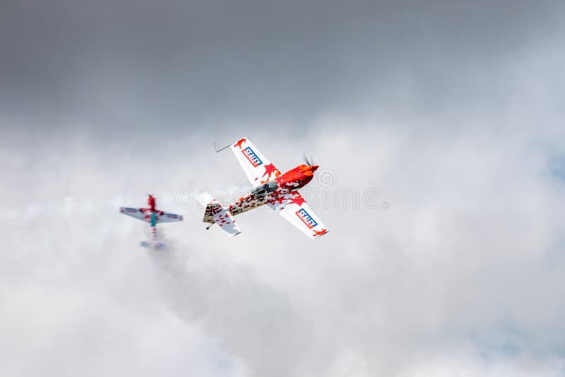 G Force Aeros little and large crossing paths during a display at Biggin Hill