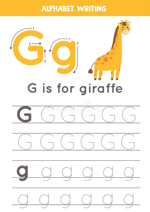 Alphabet Animal Big Giraffe Letter Gg On A White Preschool