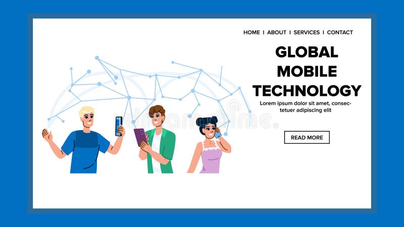 G global mobile technology vector vector illustration