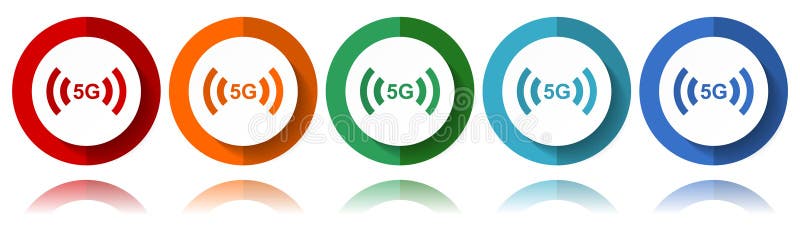 5g Internet inalámbrico red de comunicación iconos vectores conjunto de iconos planos para diseño de logotipos web y aplicaciones ilustración del vector
