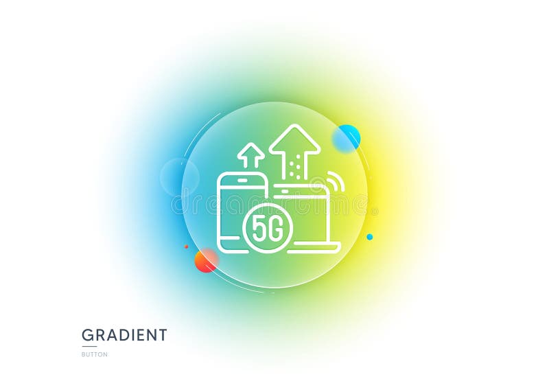 5g Internet Line Icon. Wireless Technology Sign. Gradient Blur Button