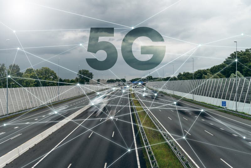 5G, IOT, red de comunicaciones inalámbrica, transporte, carretera fotos de archivo 5G, IOT, red de comunicaciones inalámbrica, transporte, carretera fotos de archivo