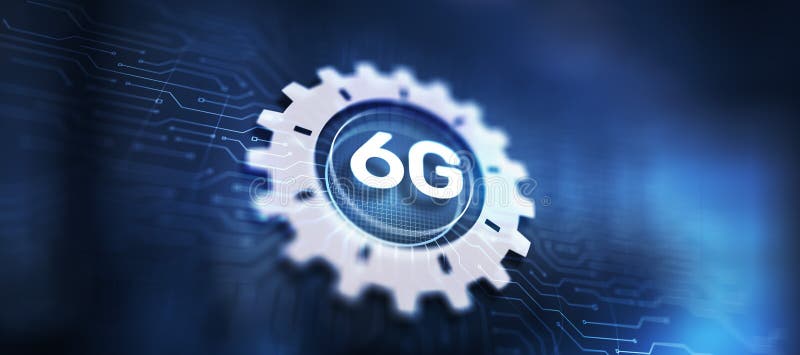 6G Koncepcja szybkiej technologii telekomunikacji nowej generacji na ekranie wirtualnym royalty ilustracja