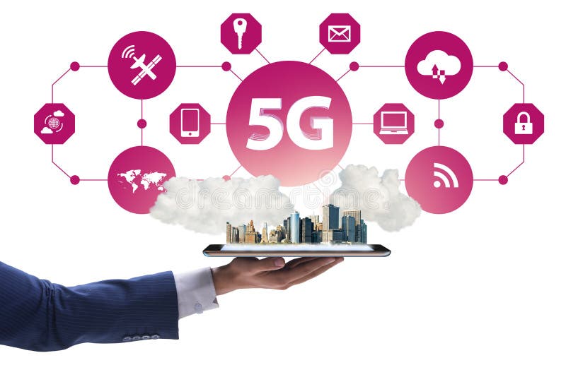 5G-konceptet för mobil teknik - hög internethastighet. 5G-teknik - hög internethastighet