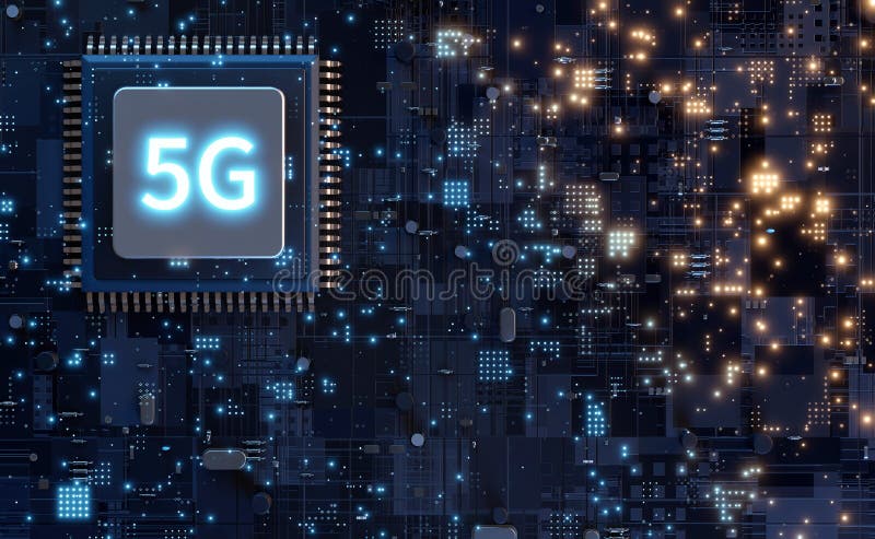 5G microchip technology background, futuristic Global 5G Mobile Networks Internet Concept vector illustration